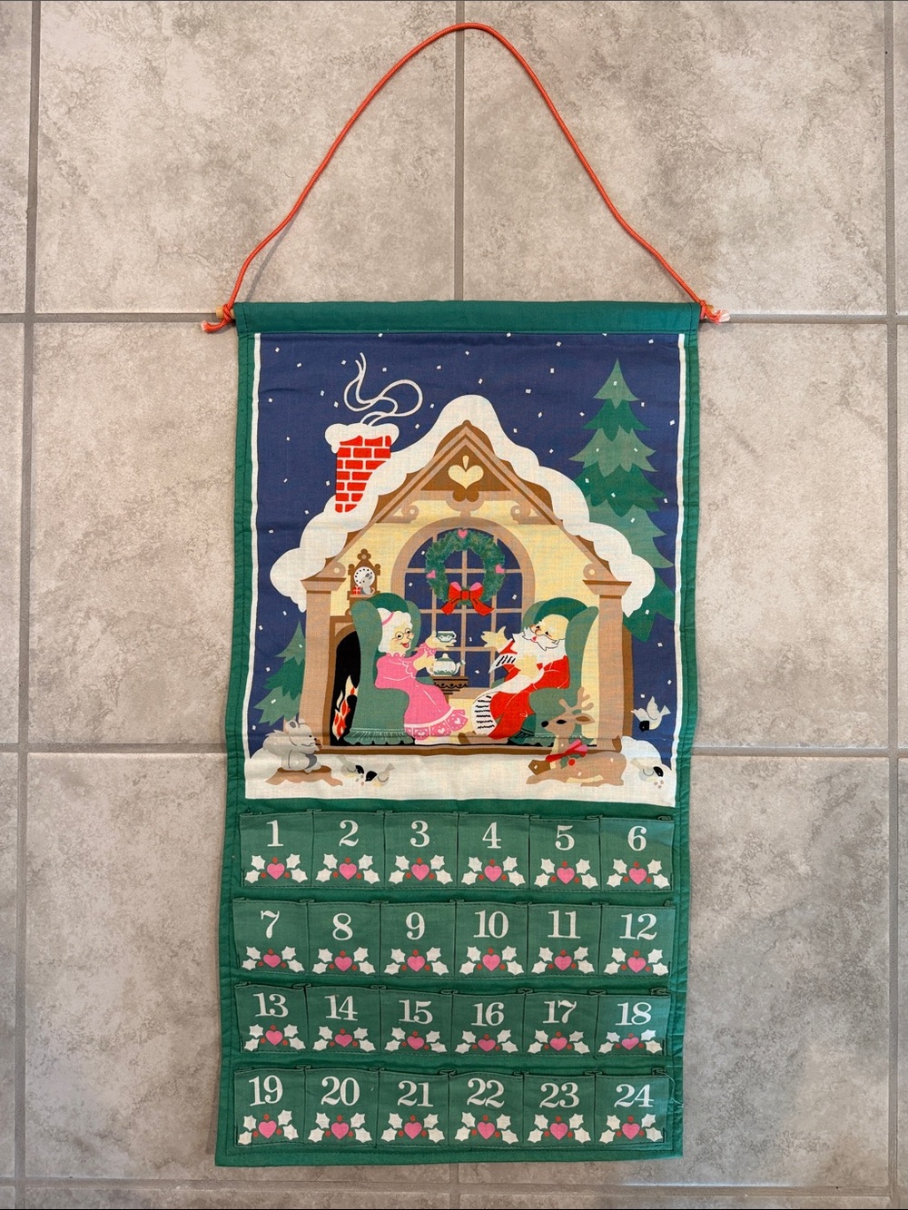 Vintage Avon 80s Holiday Advent Calendar Wall Hanging